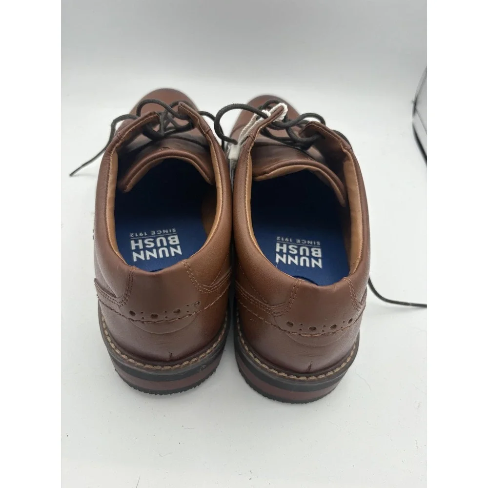 Nunn Bush Shoes Mens Size 11.5 Brown Leather Cap Toe Derby Dress Comfort Gel